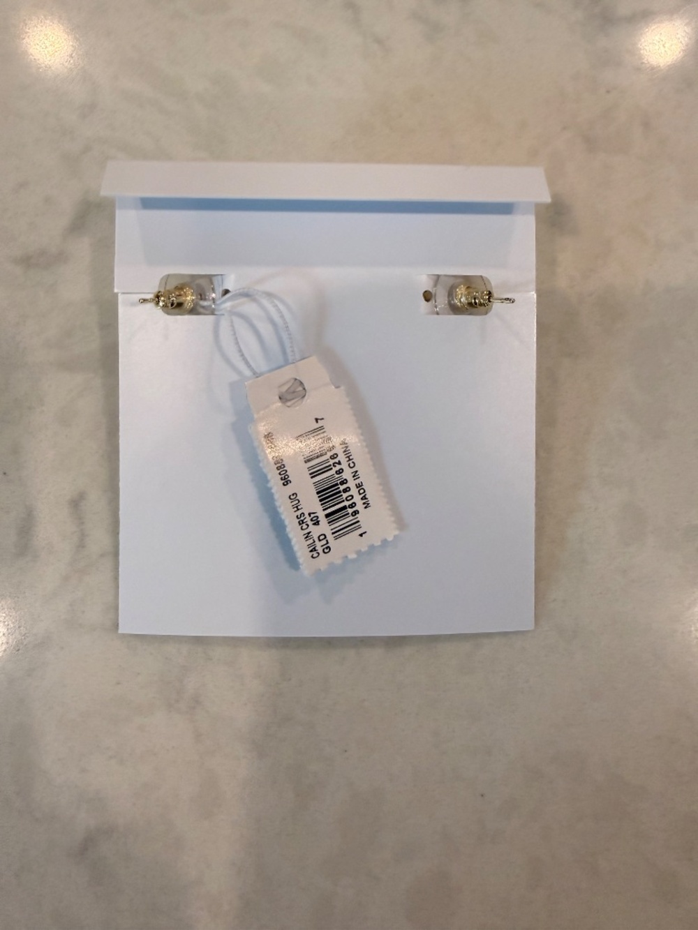 Kendra Scott Cailin Gold March Huggie Earrings Aqua Crystal NWT $70 - Picture 3 of 4